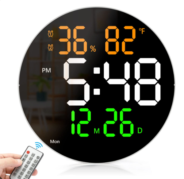 DIGITAL WALL CLOCK 10'' REMOTR CONTROL DS-6630 - Image 6