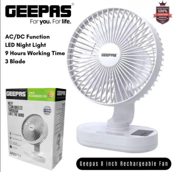 GEEPAS RECHARGEABLE FAN 8 INCH GF21157