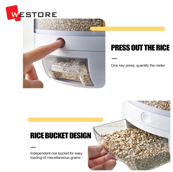 RICE DISPENSER 6 GRID 12 LBS ROTATING - Image 3