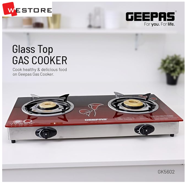 GEEPAS GLASS TOP GAS BURNER GK5602N - Image 2