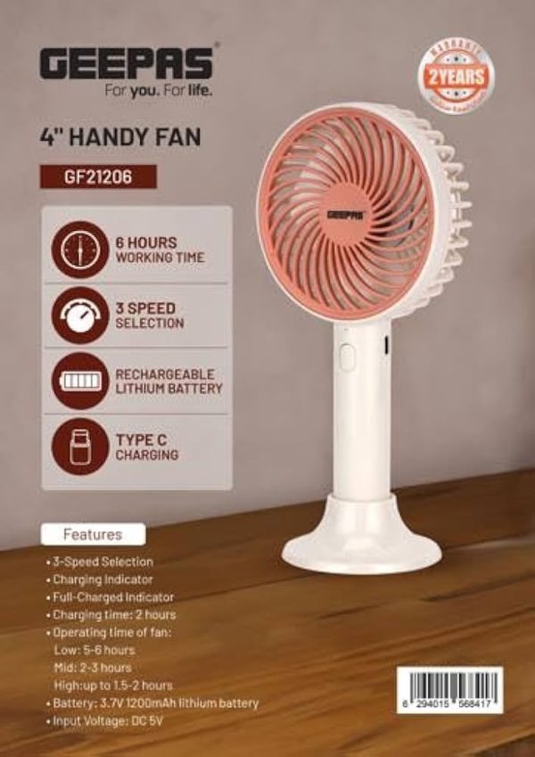 GEEPAS 4 INCH HANDY FAN GF21206