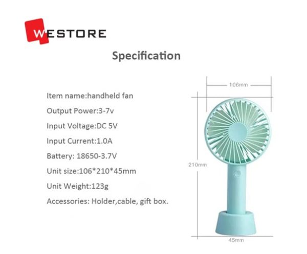 PORTABLE FAN F9 - USB MINI DESK FAN  MIX COCLOR - Image 3