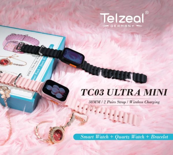 TELZEAL SMART WATCH TC03 MINI 38MM 2 PAIRS STRAP - Image 3