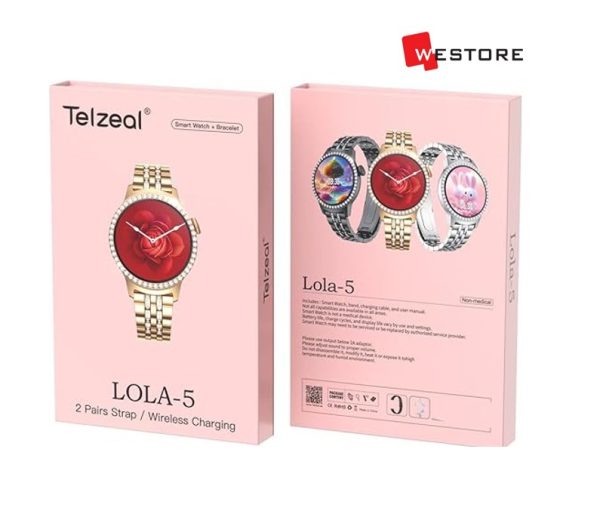 TELZEAL SMART WATCH LOLA-5 2 PAIRS STRAP WIRELESS CHARGING