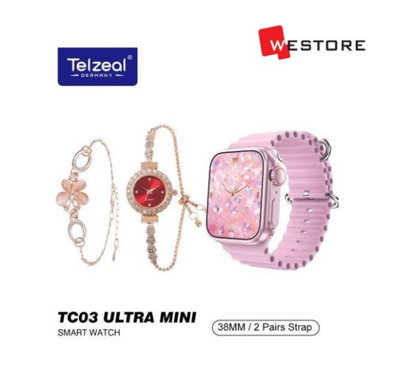 TELZEAL SMART WATCH TC03 MINI 38MM 2 PAIRS STRAP