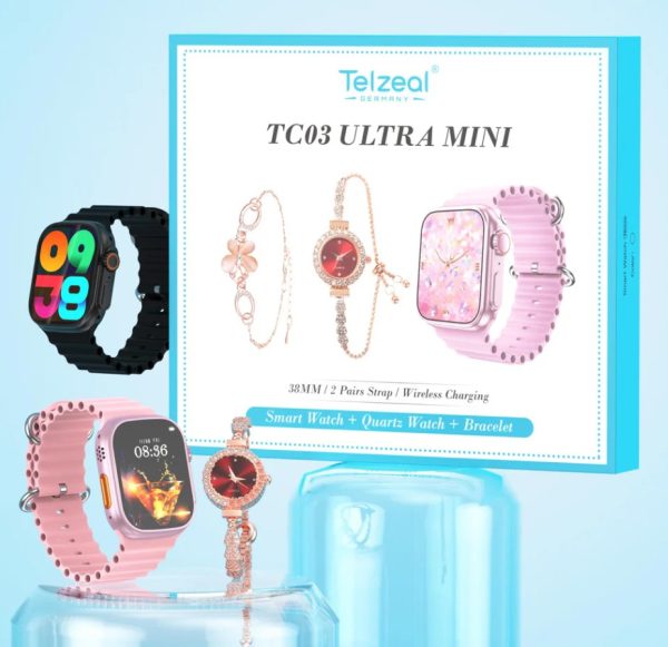 TELZEAL SMART WATCH TC03 MINI 38MM 2 PAIRS STRAP - Image 2