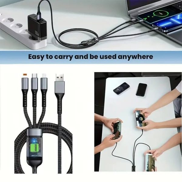 SUPER FAST CHARGING CABLE 3-IN-1  100W, TYPE-C/LIGHTNING/MICRO - Image 5