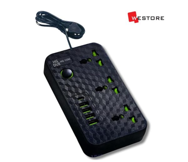 POWER SOCKET HG DUE 2M  3 POWER SOCKET 4 USB +TYPE -C HG-135C