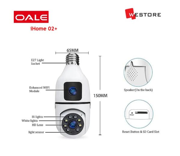 OALE iHOME 02+ 360° SECURITY DUAL CAMERA WITH BULB DESIGN - Image 3