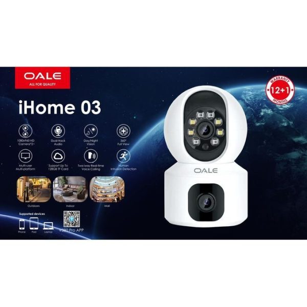 OALE iHOME 03 1080P 360° DUAL SECURITY CAMERA WITH NIGHT VISION - Image 2