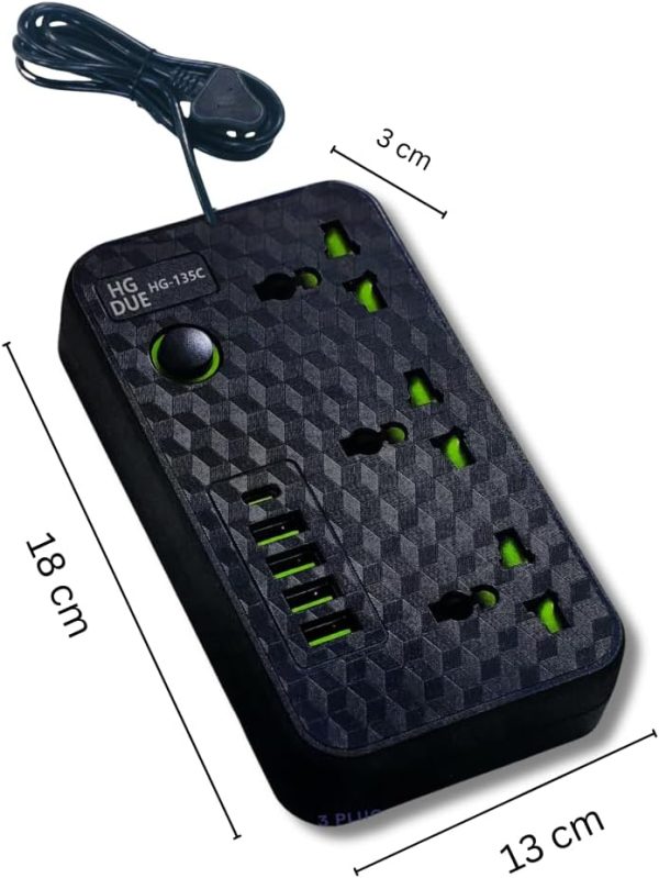 POWER SOCKET HG DUE 2M  3 POWER SOCKET 4 USB +TYPE -C HG-135C - Image 5