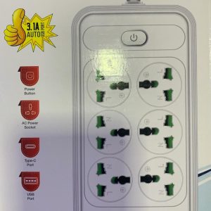 POWER SOCKET A010  8 SOCKET 3 USB 1 TYPE C 2500W 2M