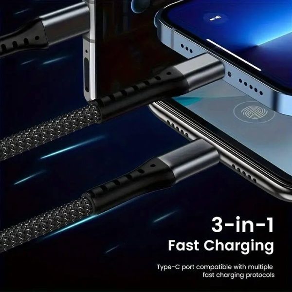 SUPER FAST CHARGING CABLE 3-IN-1  100W, TYPE-C/LIGHTNING/MICRO - Image 6