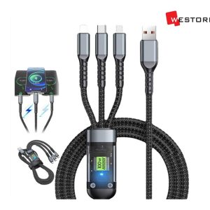 SUPER FAST CHARGING CABLE 3-IN-1  100W, TYPE-C/LIGHTNING/MICRO