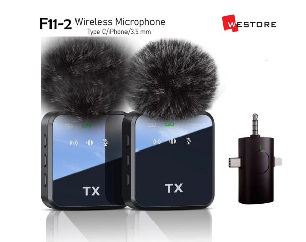 WIRELESS MICROPHONE F11-2 FOR IPHONE, ANDROID AND CAMERA