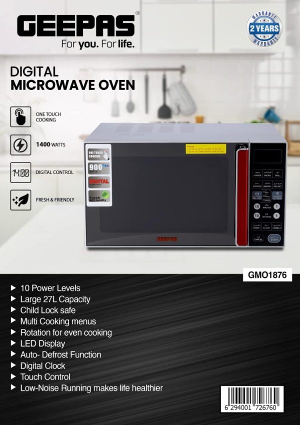 GEEPAS DIGITAL MICROWAVE OVEN 27L GMO1876 - Image 3